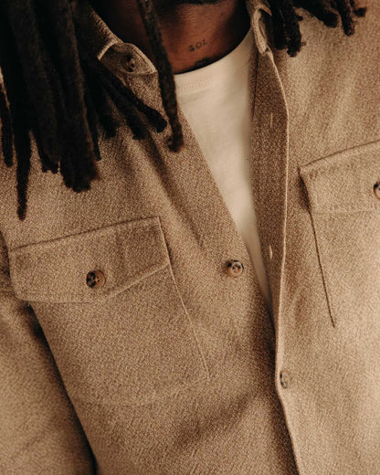 The Point Shirt in Heather Oat Linen Tweed