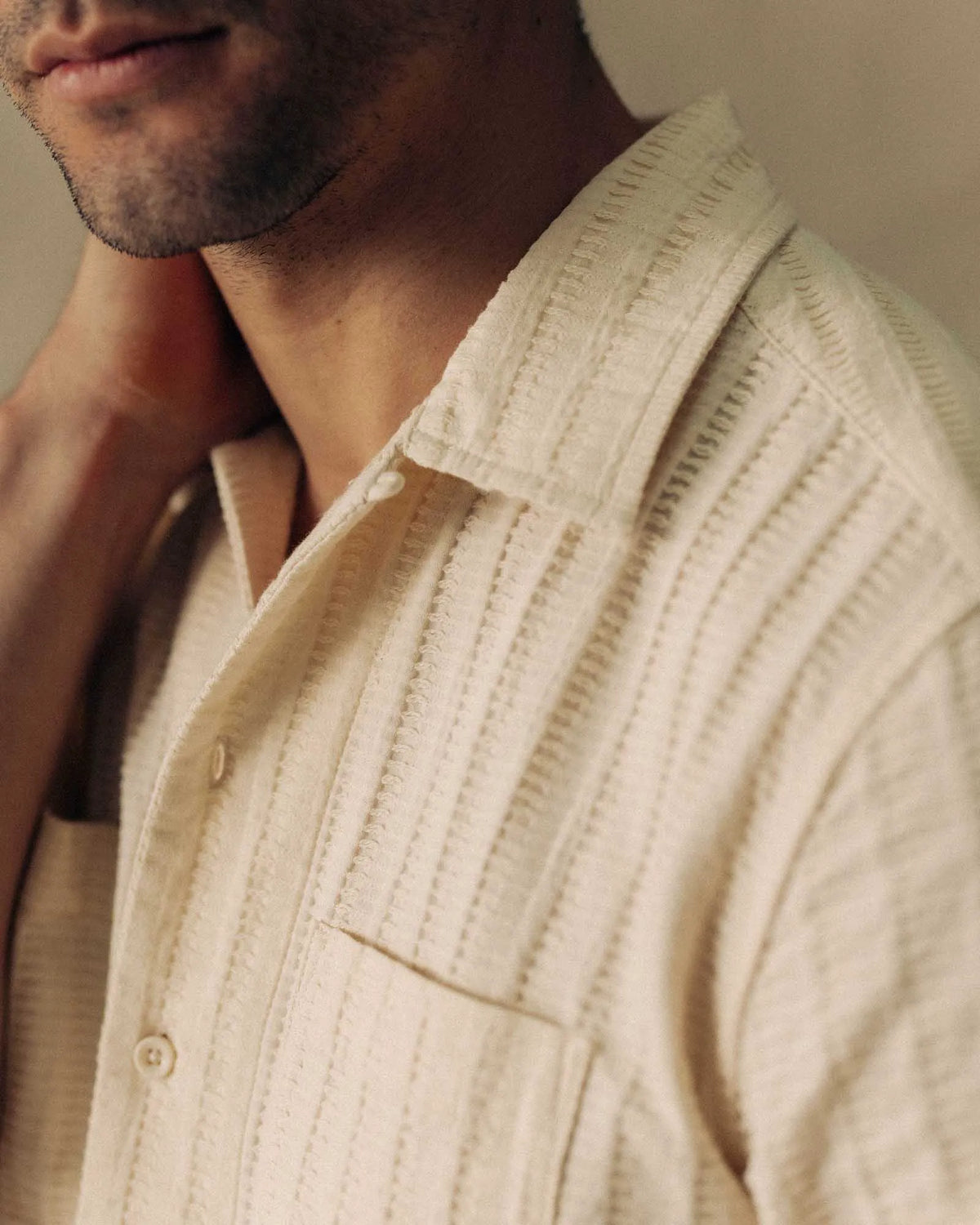 The Conrad Shirt in Vintage White Dobby Stripe
