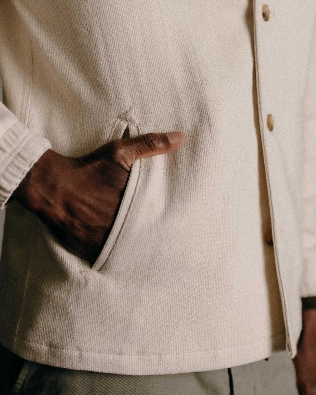 The Crew Jacket in Seeded Natural Sashiko