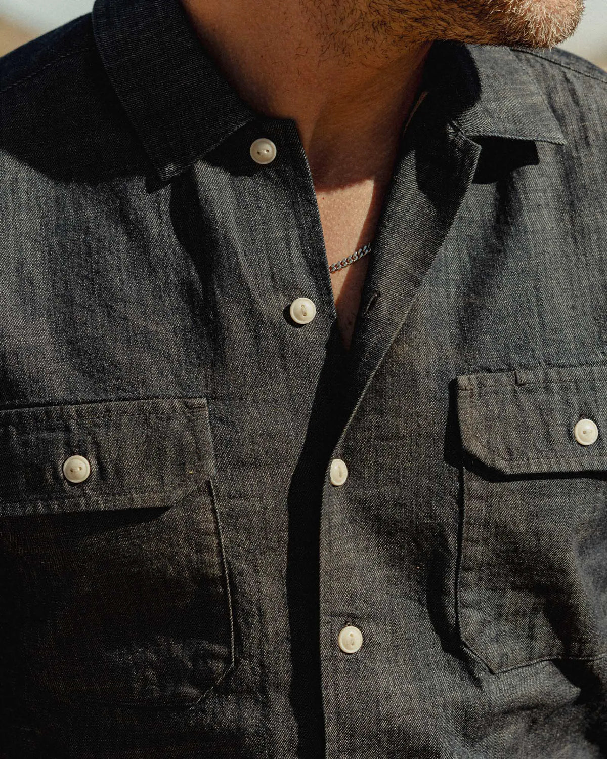 The Short Sleeve Mechanic Shirt in Rinsed Indigo Denim