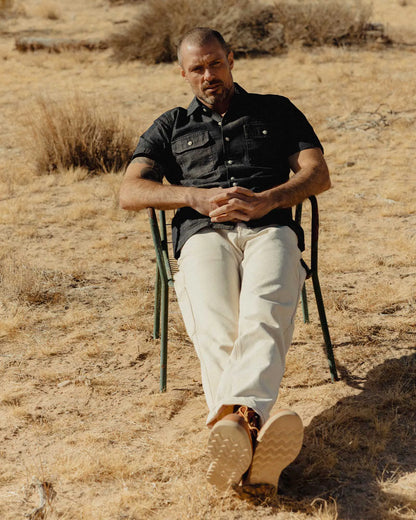 The Short Sleeve Mechanic Shirt in Rinsed Indigo Denim