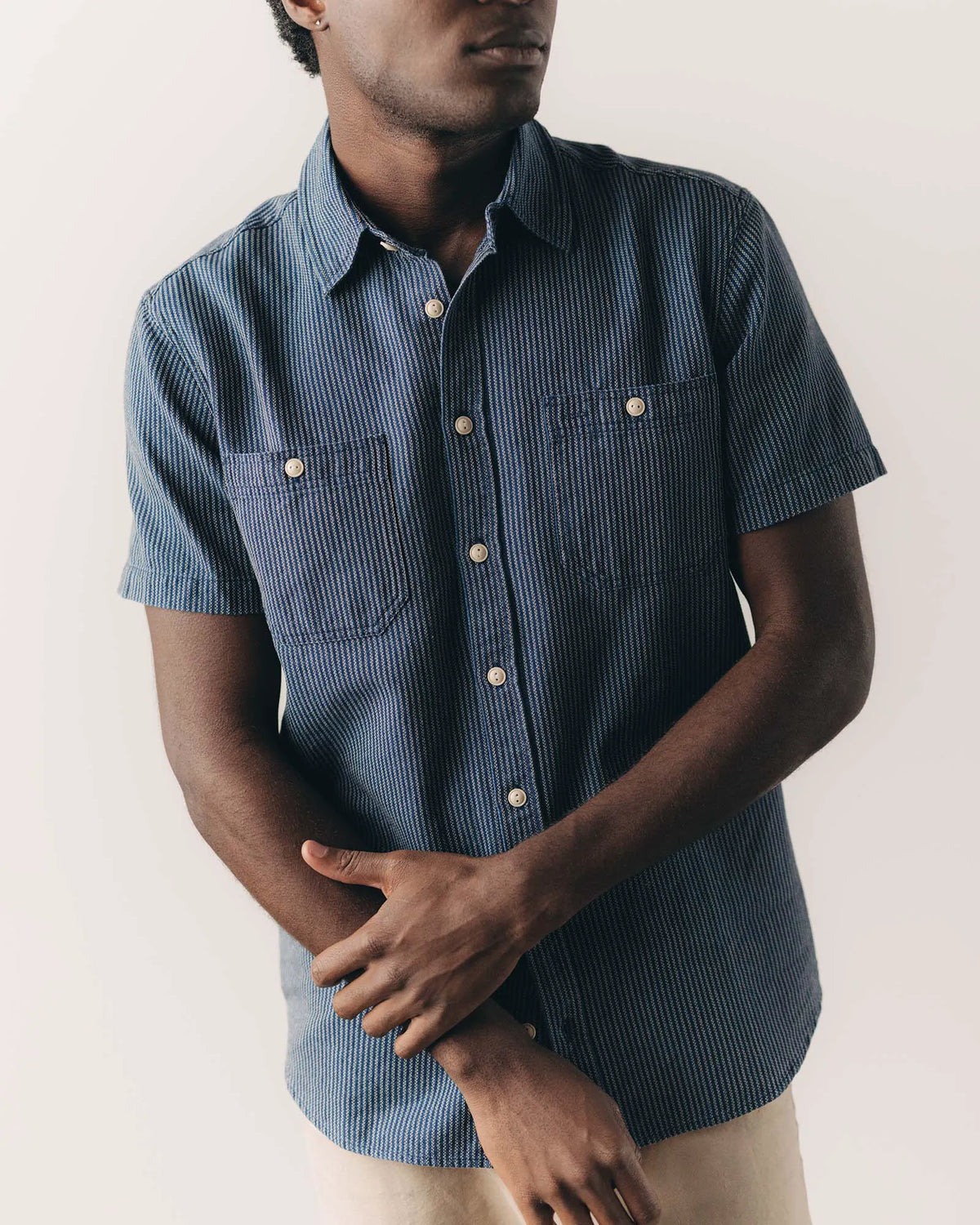 The Short Sleeve Utility Shirt in Roped Indigo