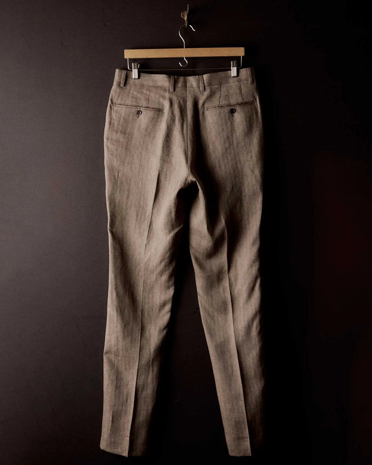 The Stevens Trouser in Coffee Linen Herringbone
