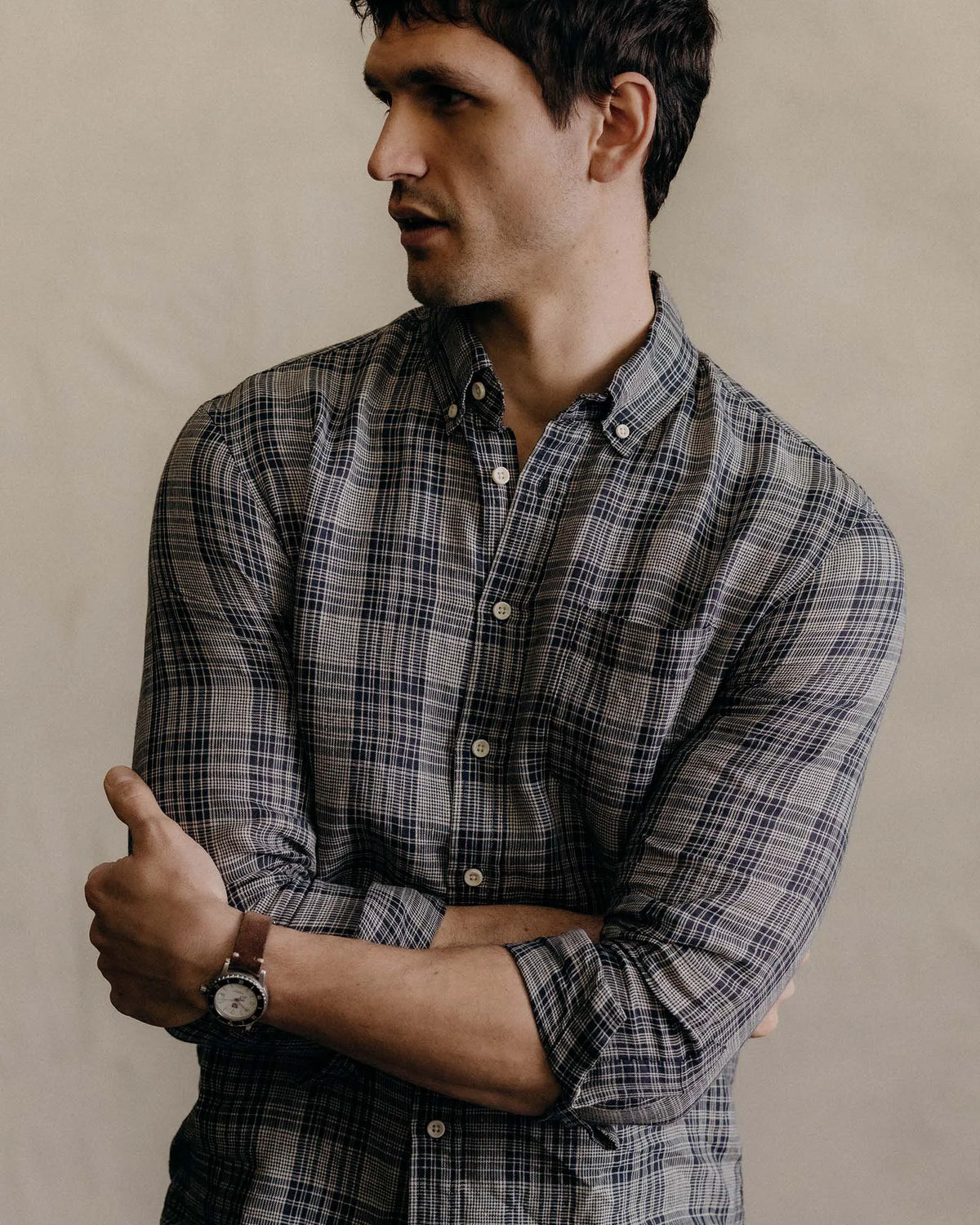 The Jack in Navy Plaid Linen