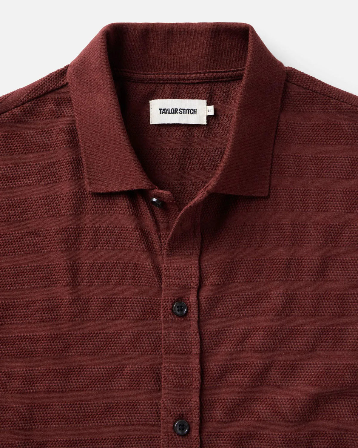 The Bywater Polo in Burgundy Knit Stripe