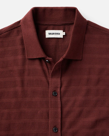 The Bywater Polo in Burgundy Knit Stripe