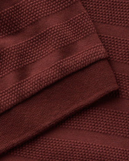 The Bywater Polo in Burgundy Knit Stripe