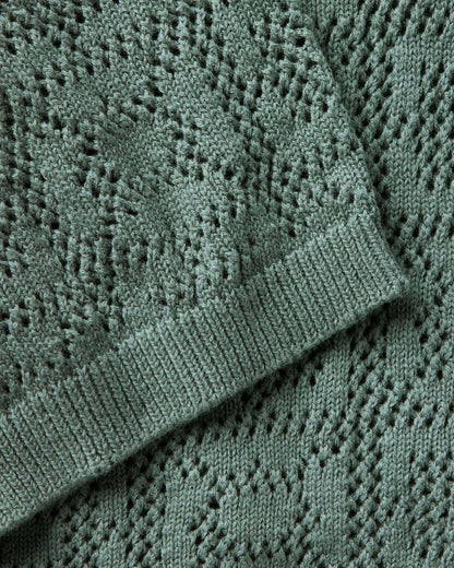 The Monterey Sweater Polo in Deep Sea Geo Crochet