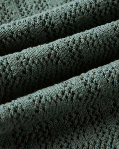 The Monterey Sweater Polo in Deep Sea Geo Crochet