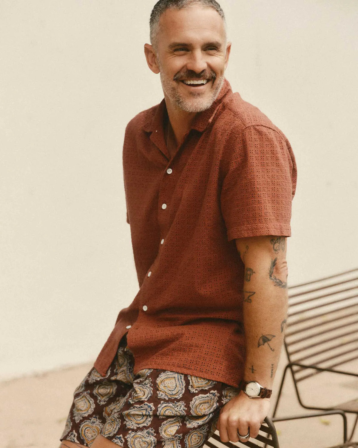 The Davis Shirt in Driftwood Eyelet