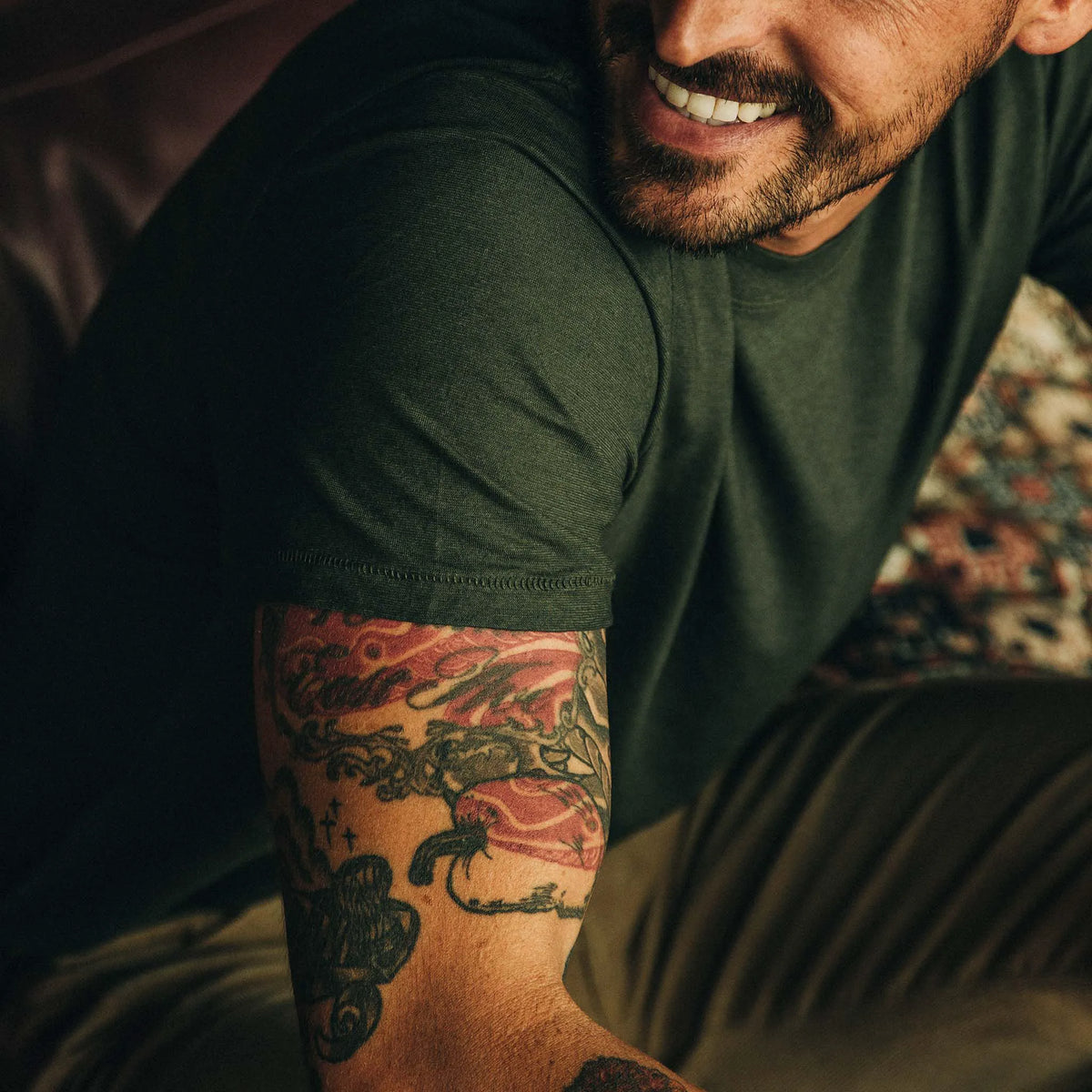 The Cotton Hemp Tee in Forest
