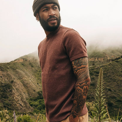 The Heavy Bag Waffle Short Sleeve in Burgundy