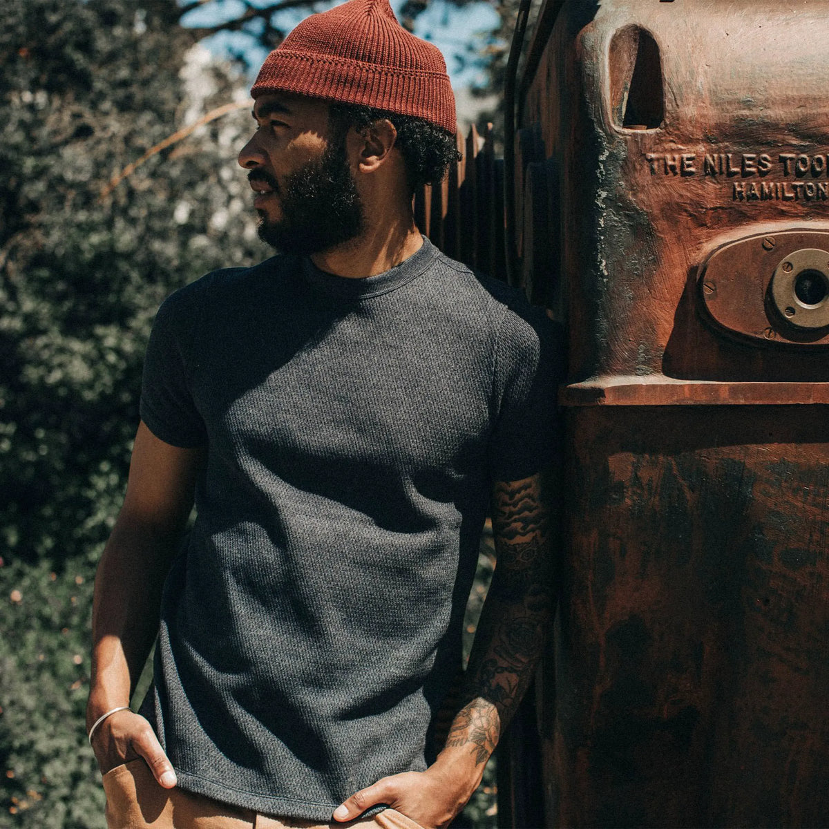 The Heavy Bag Waffle Short Sleeve in Deep Ocean
