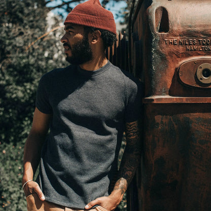 The Heavy Bag Waffle Short Sleeve in Deep Ocean