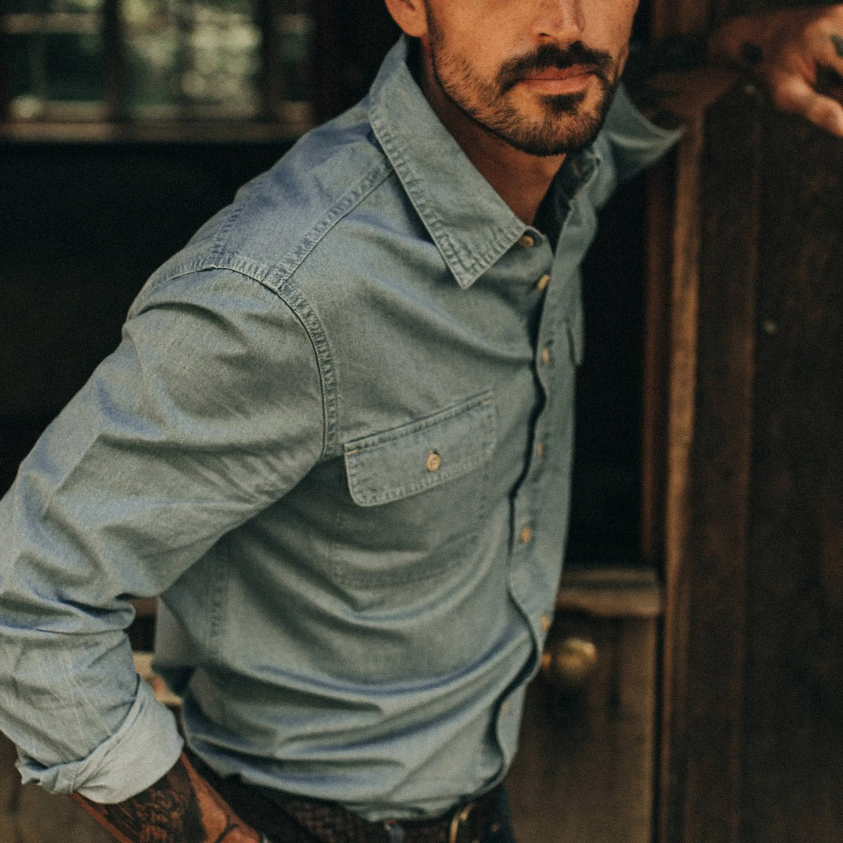 The Ledge Shirt in Sun Bleached Chambray