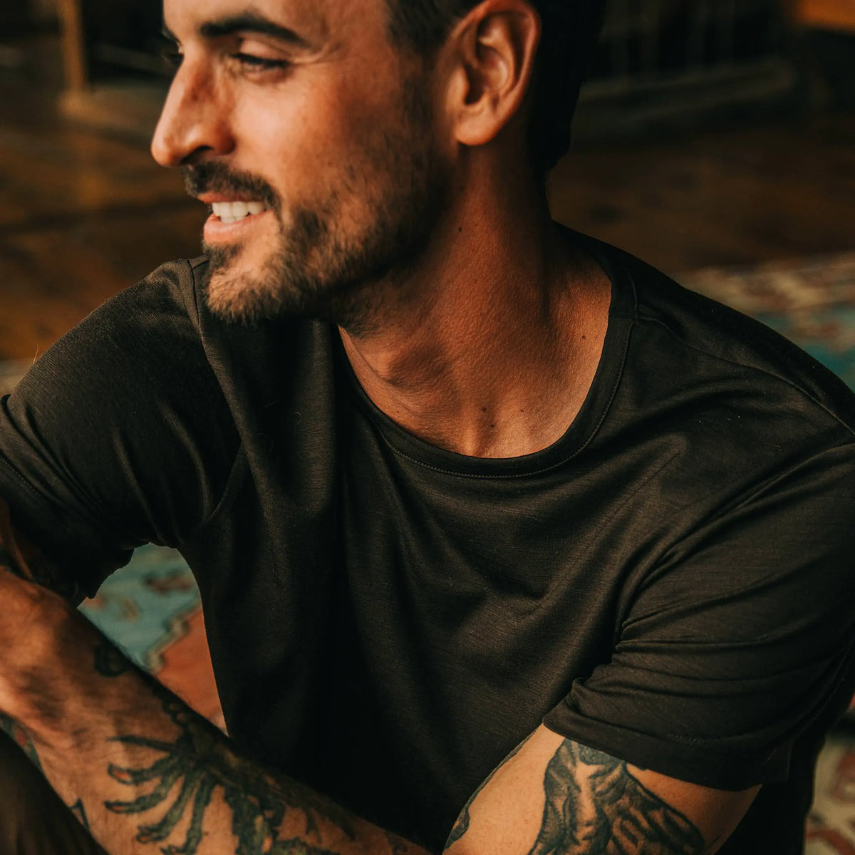 The Merino Tee in Heather Espresso