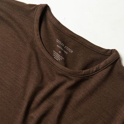 The Merino Tee in Heather Espresso