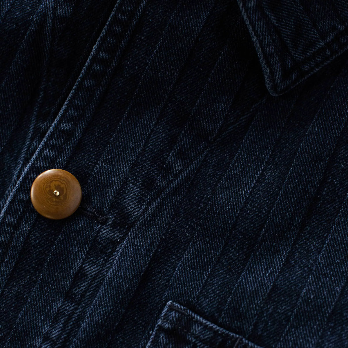 The Ojai Jacket in Washed Indigo Herringbone