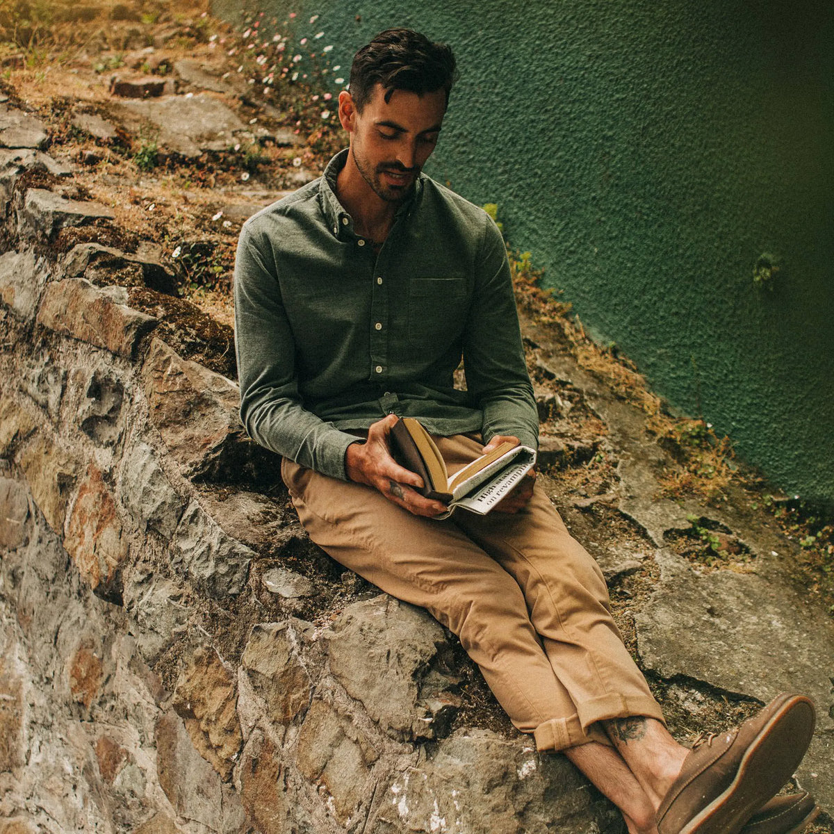 The Slim Foundation Pant in Organic British Khaki