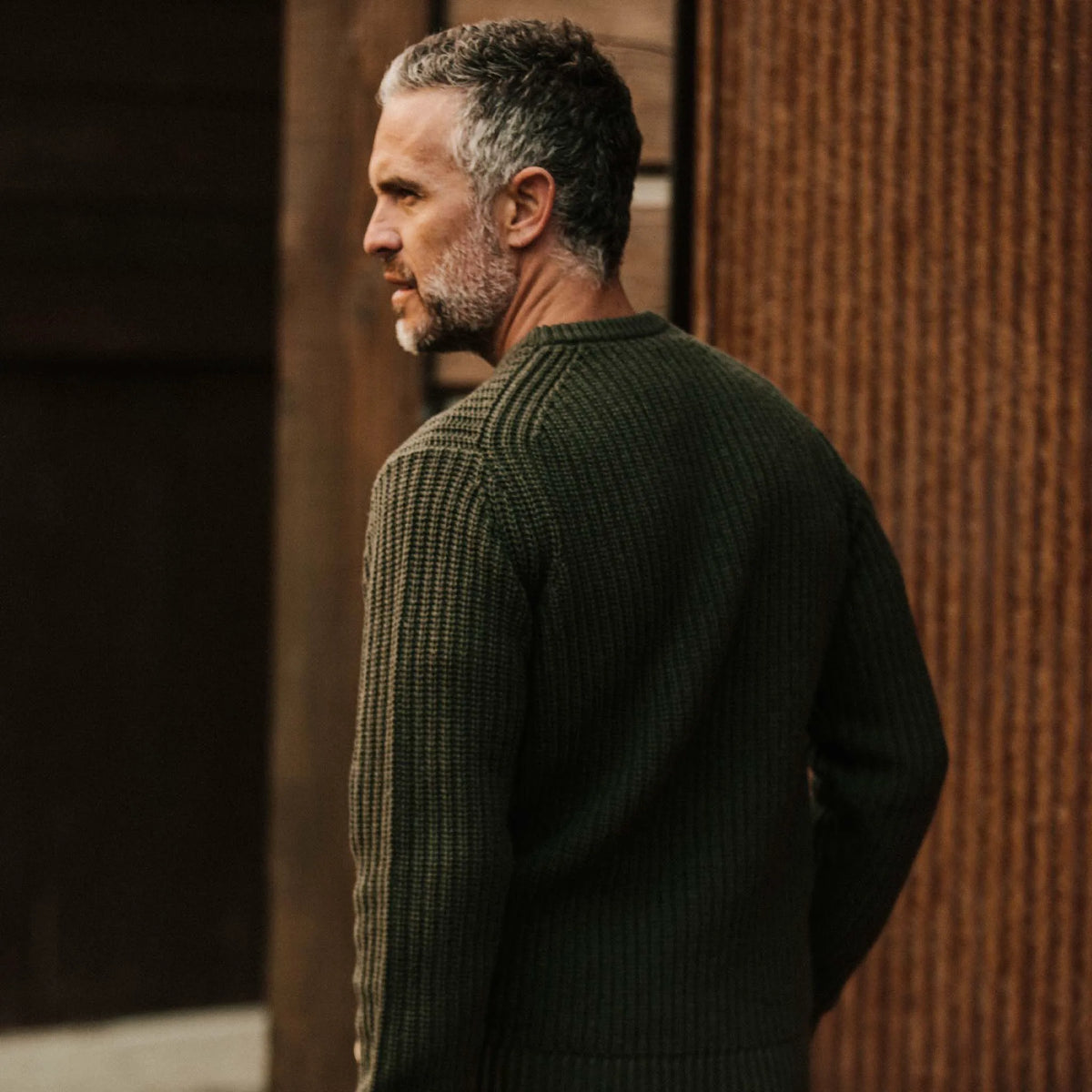The Wharf Sweater in Dark Olive