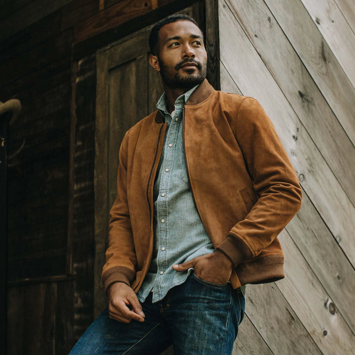 The Bomber Jacket in Sierra Suede