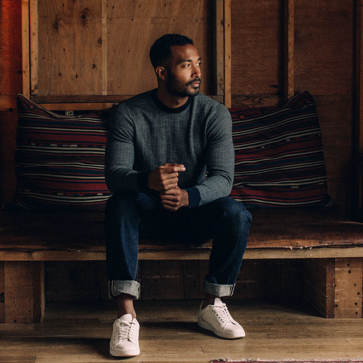 The Everett Sweater in Navy Birdseye