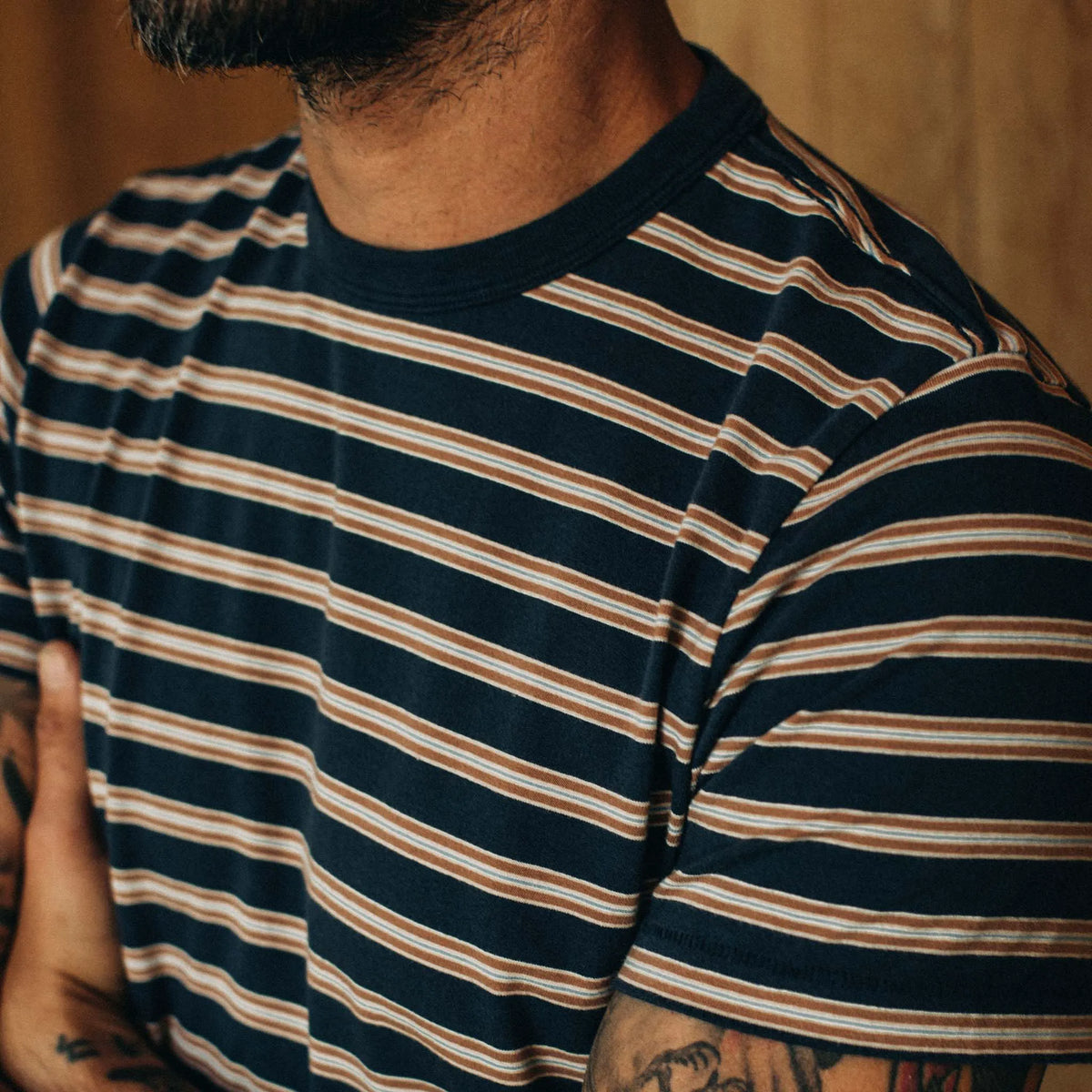 The Organic Cotton Tee in Deep Sea Stripe