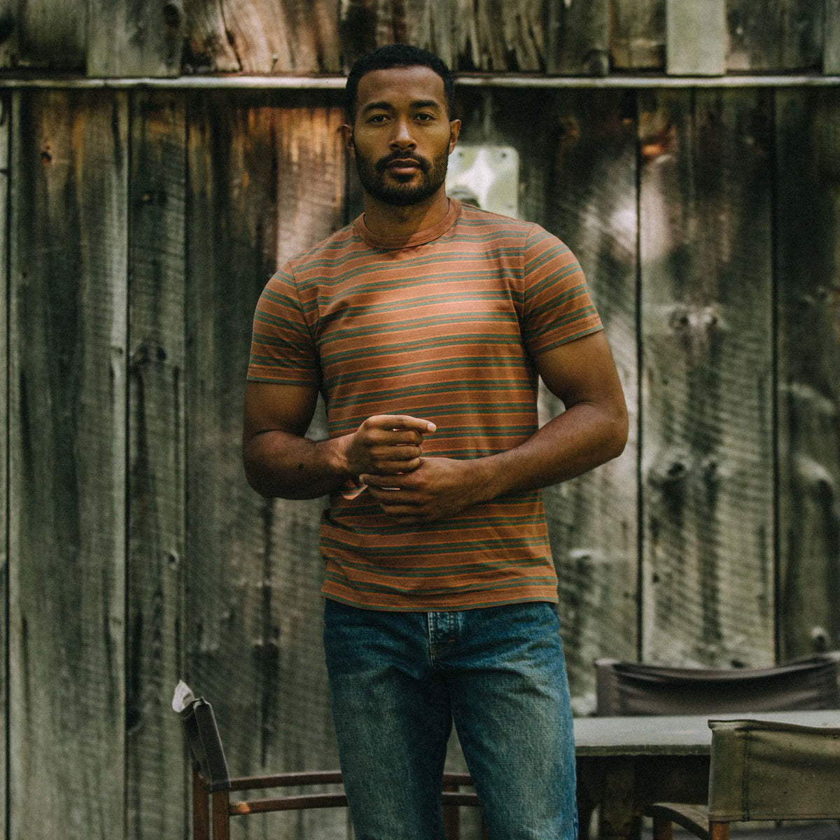 The Organic Cotton Tee in Sahara Stripe