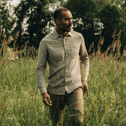 The Utility Shirt in Stone Double Cloth