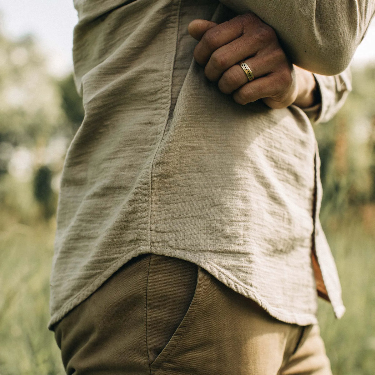 The Utility Shirt in Stone Double Cloth