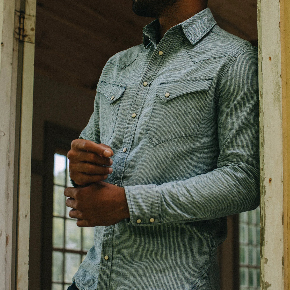 The Western Shirt in Indigo Stripe