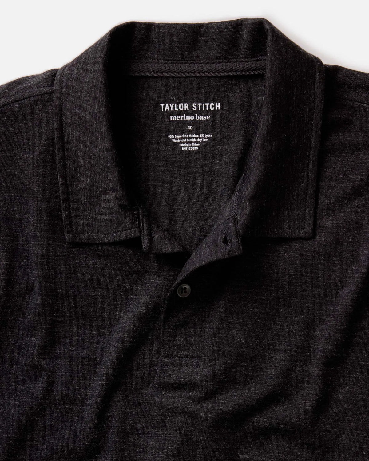 The Merino Polo in Heather Black