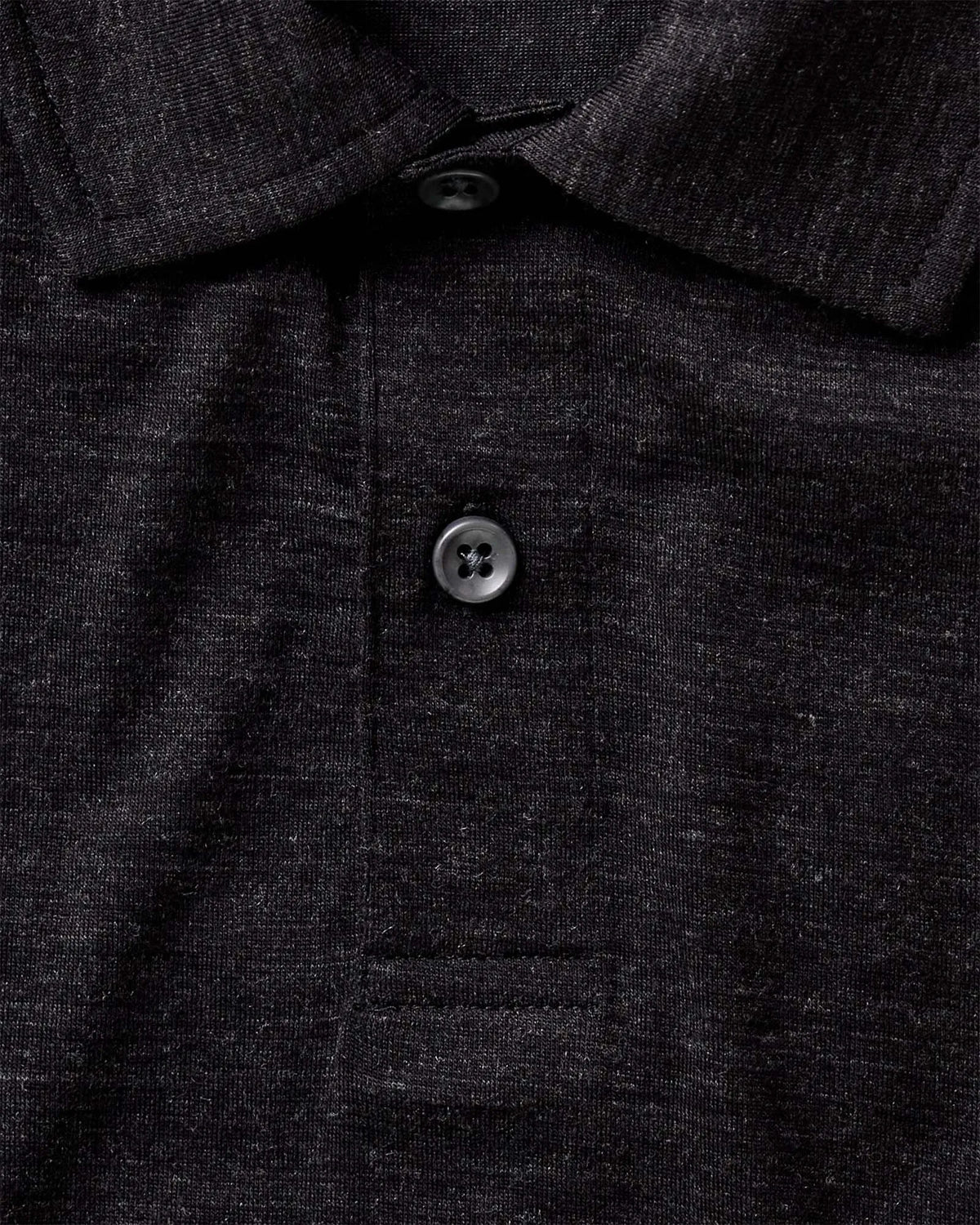 The Merino Polo in Heather Black