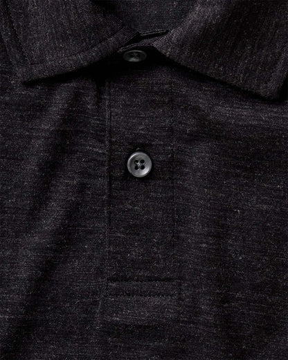 The Merino Polo in Heather Black