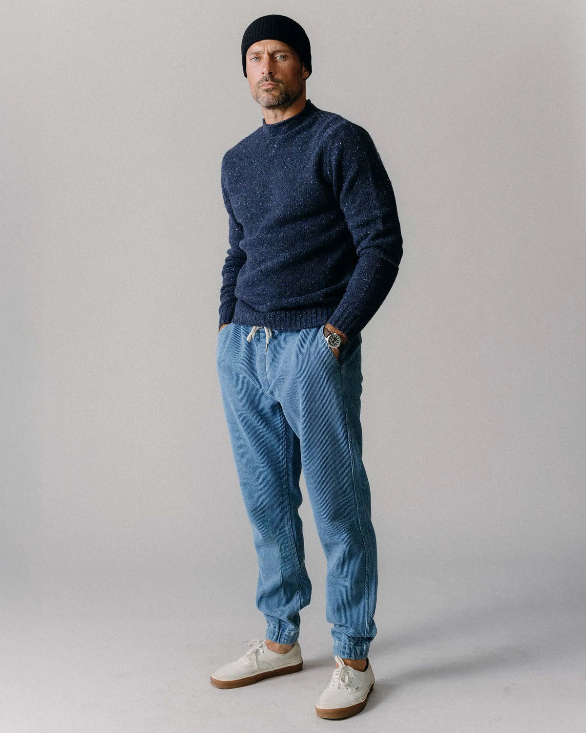 The Apres Pant in Washed Indigo Sashiko