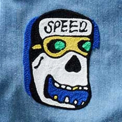 The Ojai Jacket in Embroidered French Blue Herringbone