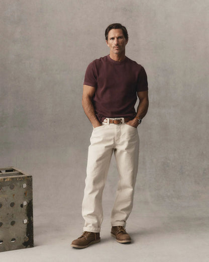 The Organic Cotton Short Sleeve Crew in Burgundy Waffle
