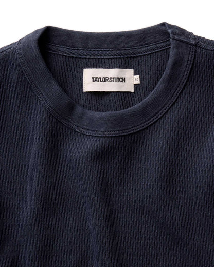 The Organic Cotton Short Sleeve Crew in Dark Navy Waffle