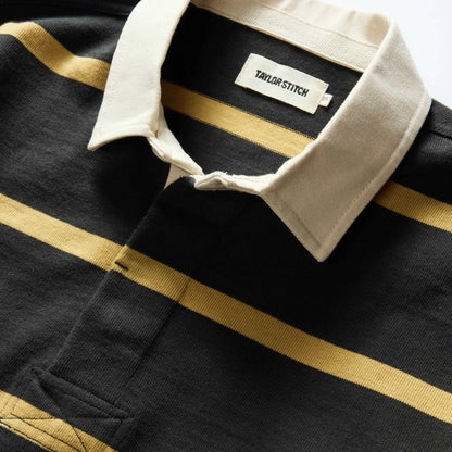 The Rugby Shirt in Faded Black Stripe