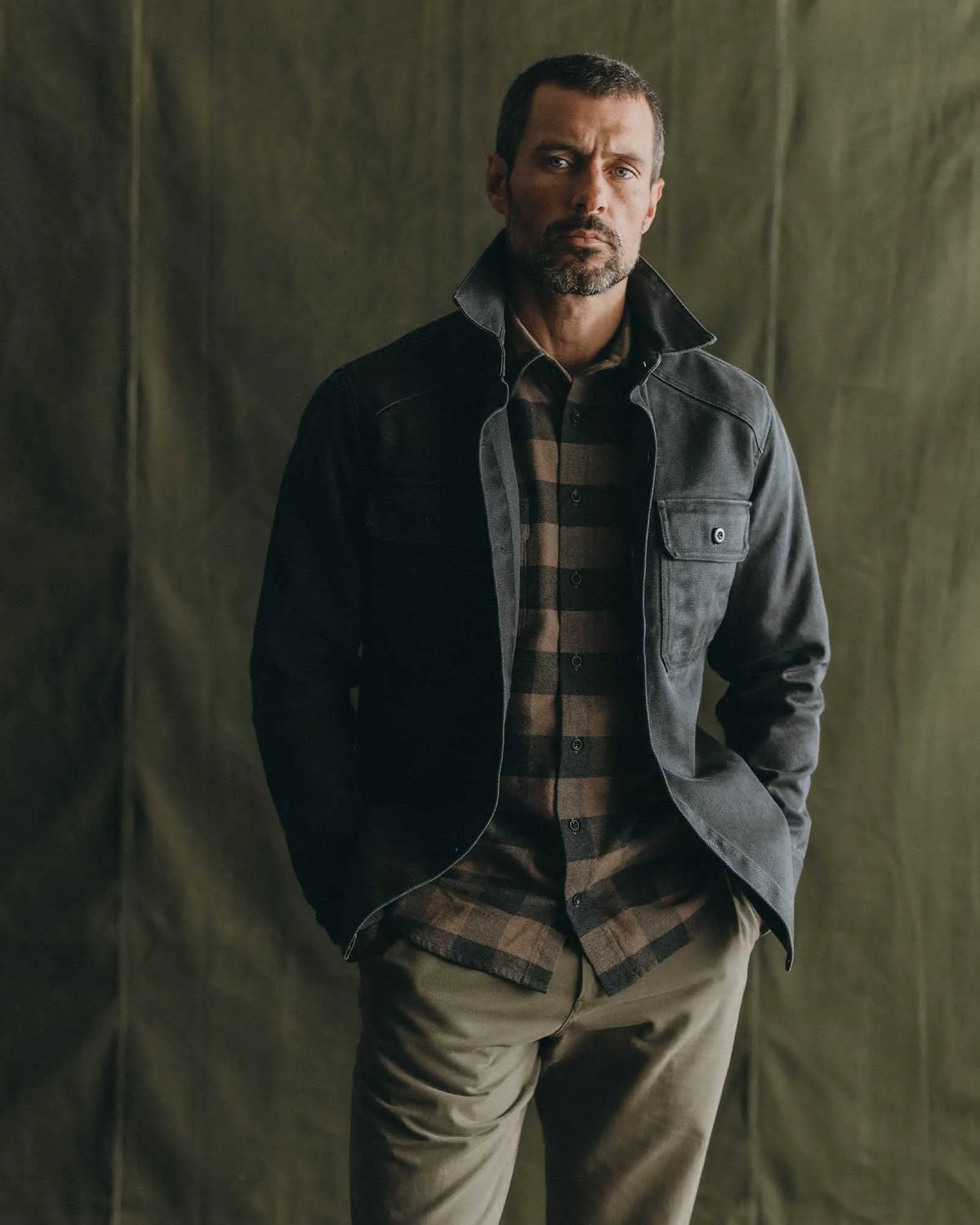 The Shop Shirt in Coal Chipped Canvas