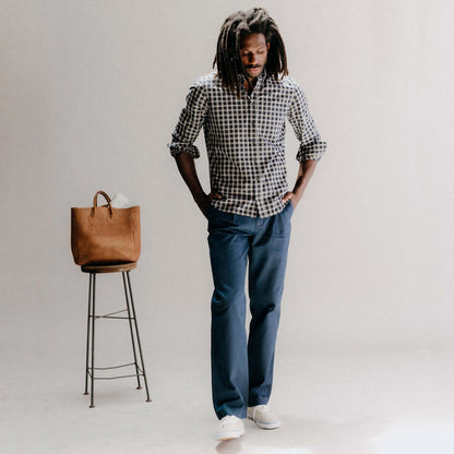 The Matlow Pant in Dark Navy Herringbone