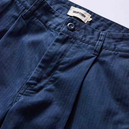 The Matlow Pant in Dark Navy Herringbone