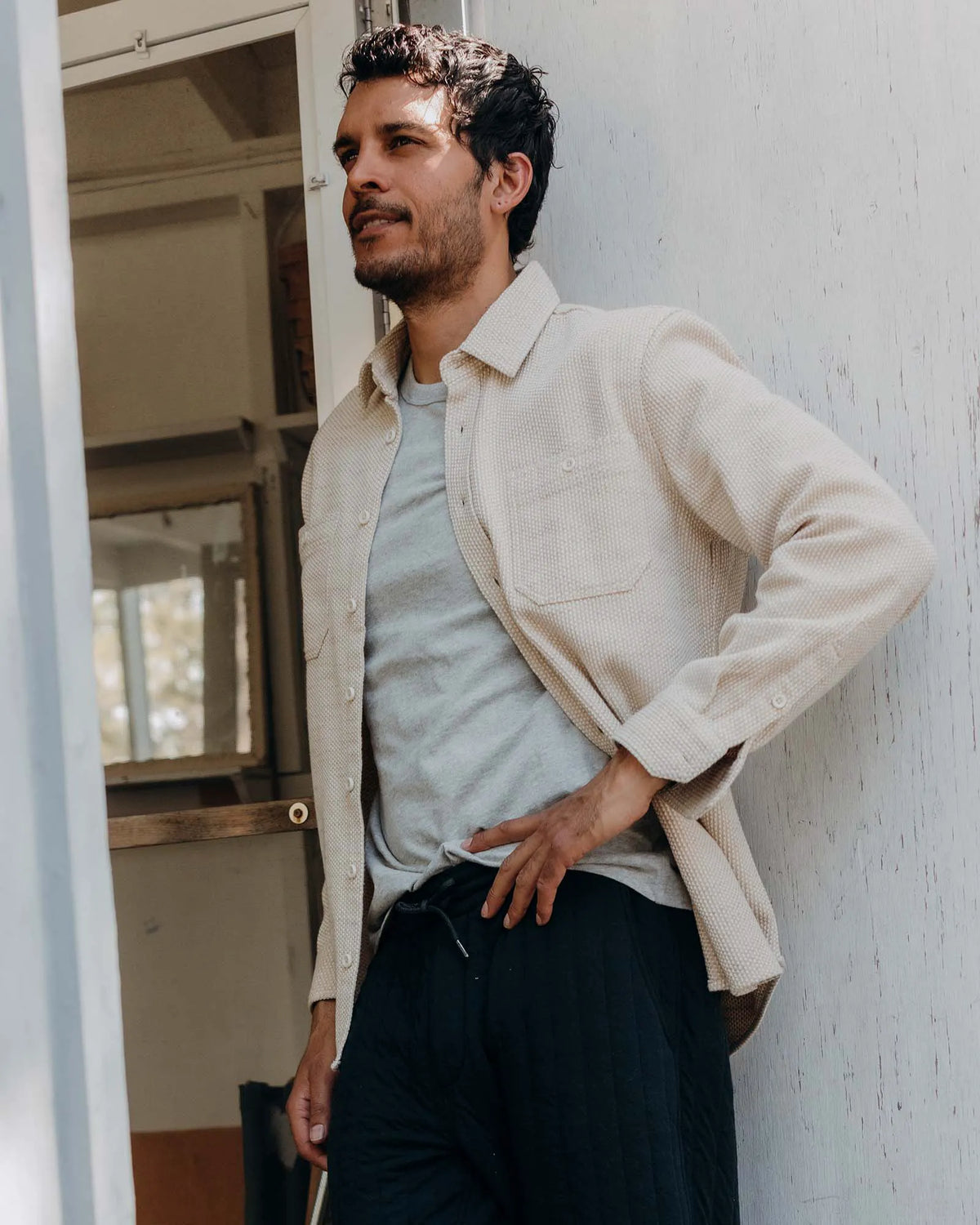 The Utility Shirt in Natural Sashiko