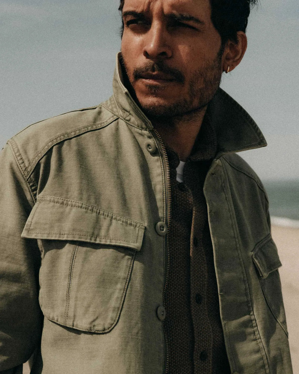The Surplus Jacket in Field Olive Reverse Sateen