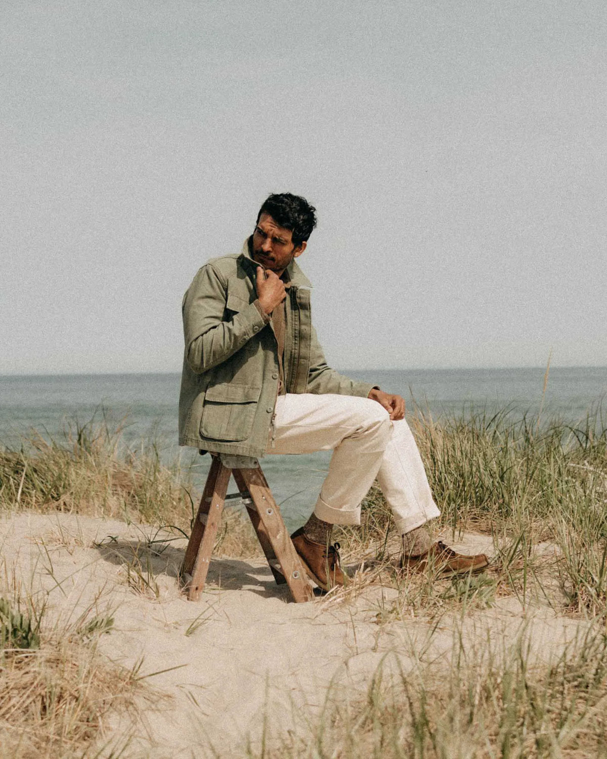 The Surplus Jacket in Field Olive Reverse Sateen