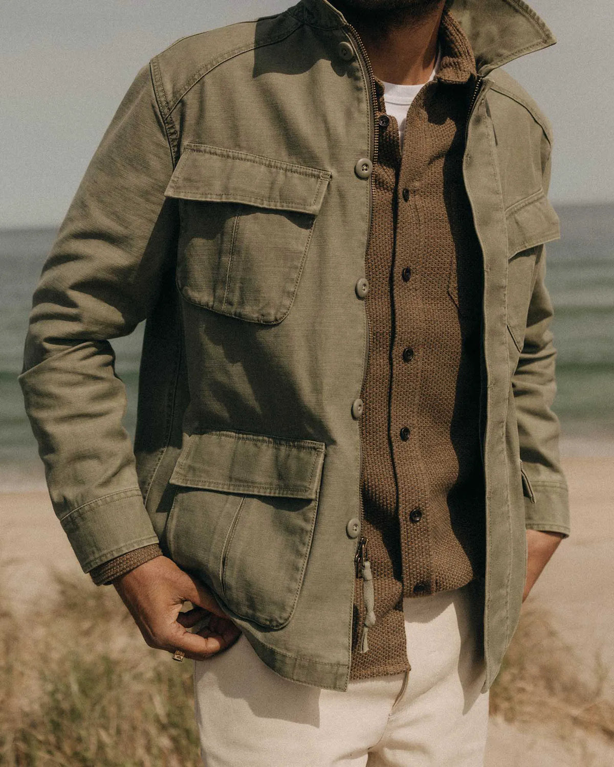 The Surplus Jacket in Field Olive Reverse Sateen