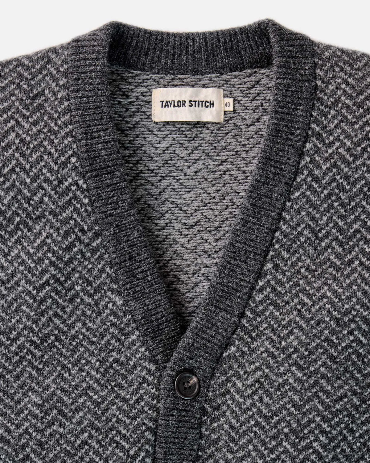 The Eddy Cardigan in Heather Charcoal Herringbone