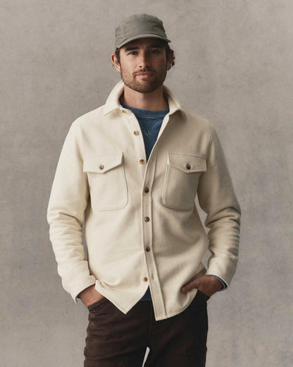 The Maritime Shirt Jacket in Vintage White Moleskin Twill