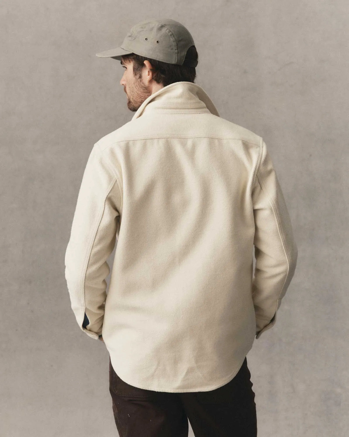 The Maritime Shirt Jacket in Vintage White Moleskin Twill
