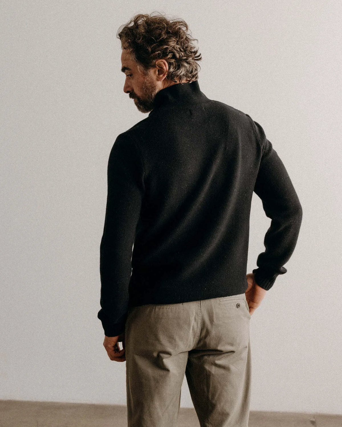The Newton Sweater Polo in Midnight Merino